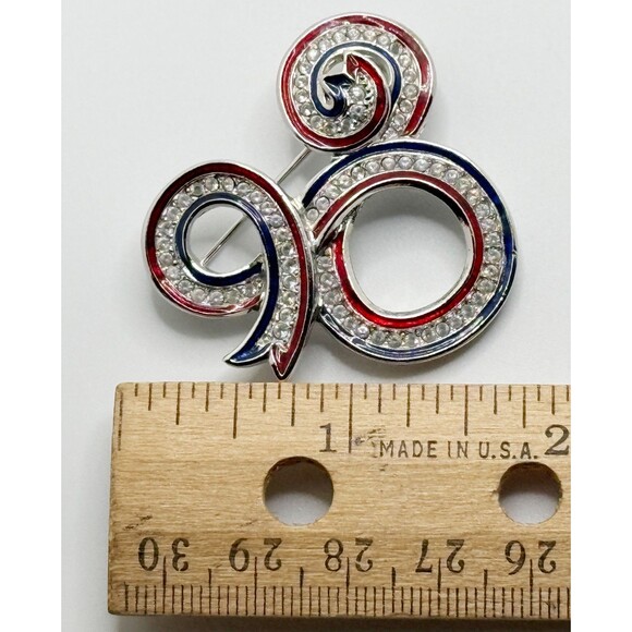Disney Swarovski Patriotic Mickey Brooch Pin Rare - Picture 3 of 3